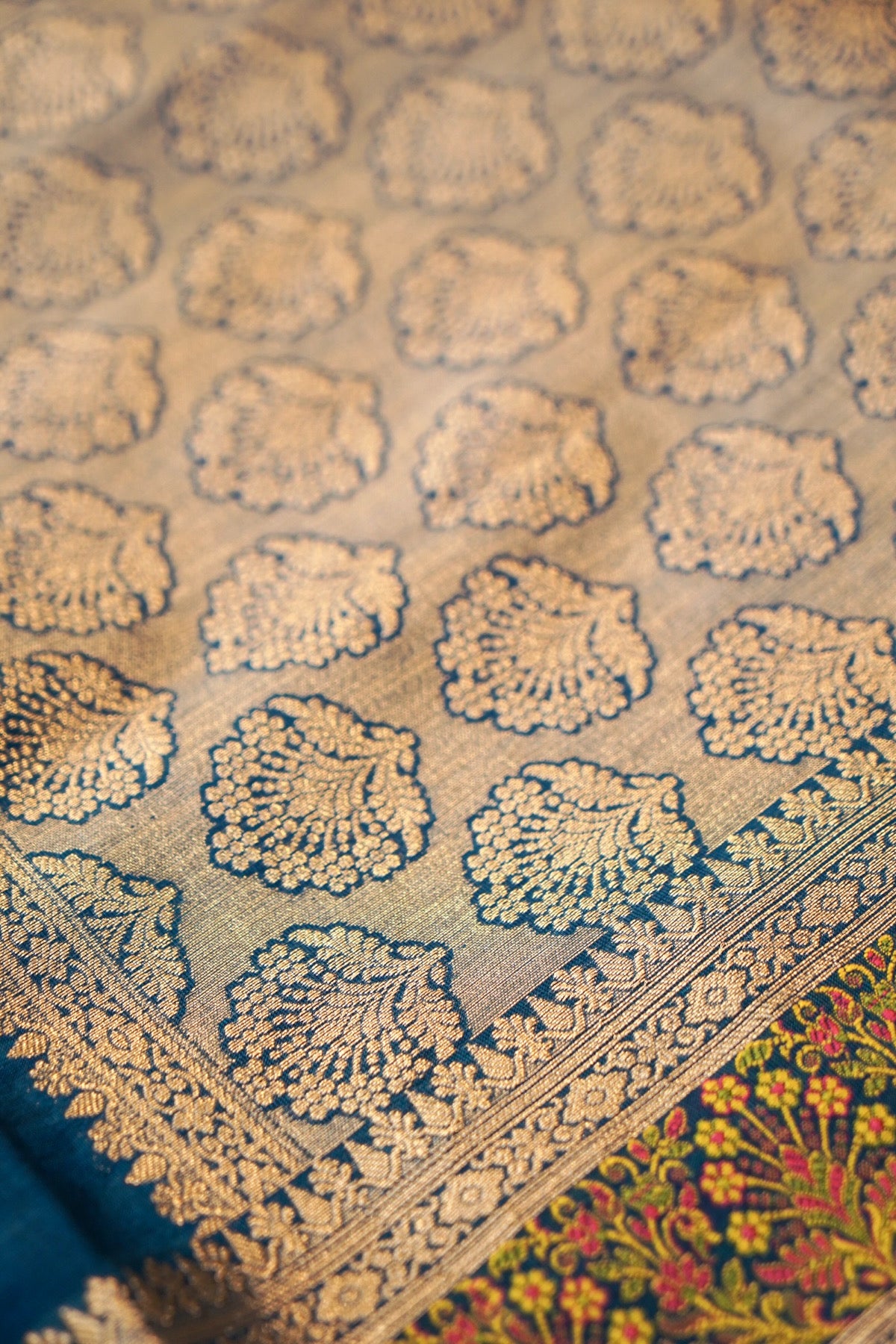 German Blue Soft Tilfi Banarasi Silk Saree