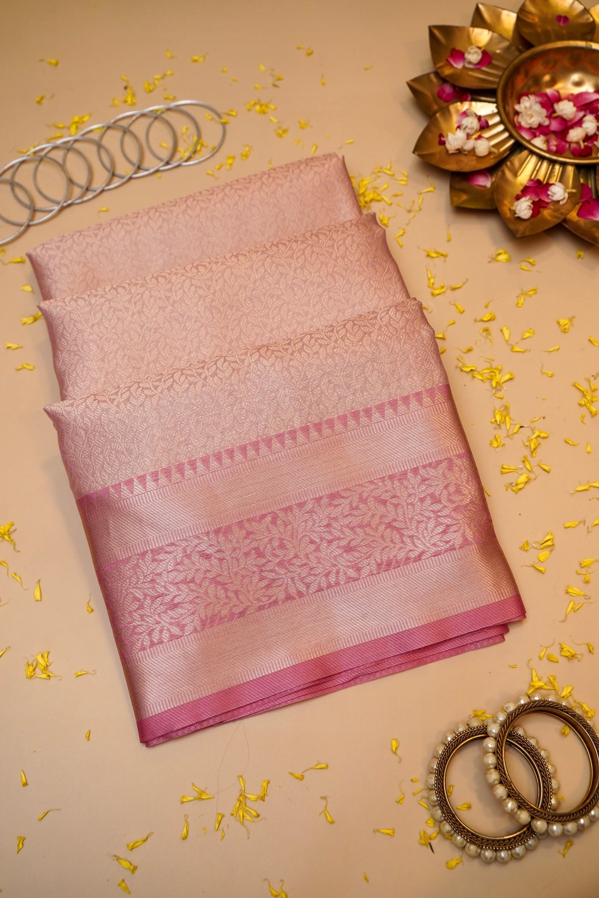 BABY PINK TANCHUI KORA SILK SAREE