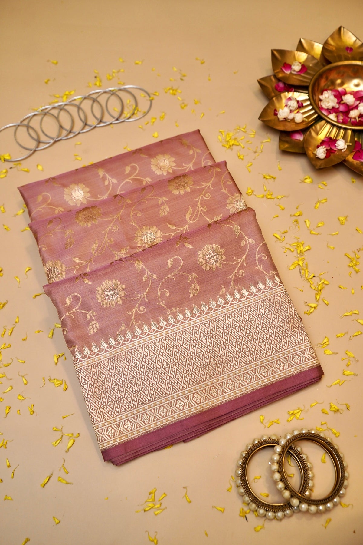 ONION PINK SELF MASHRU SILK SAREE