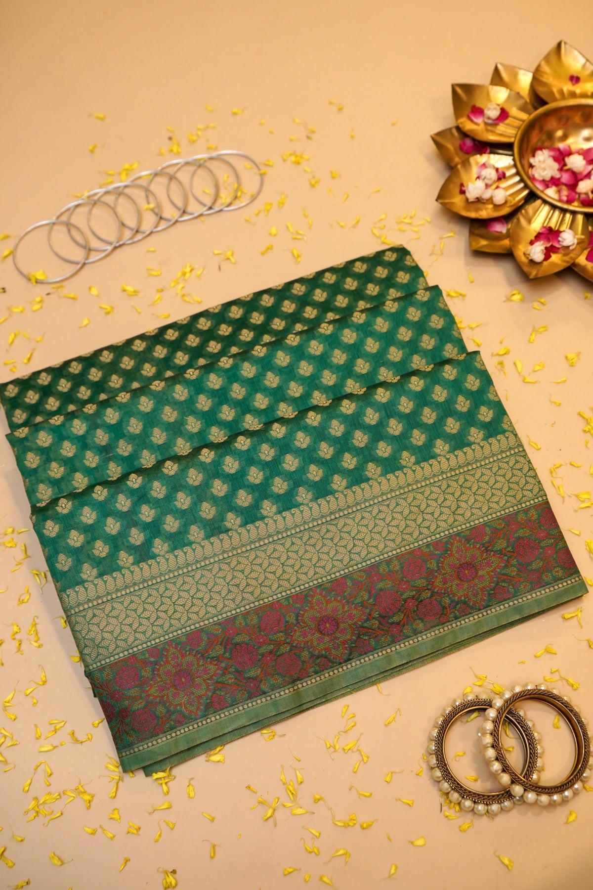 RAMA GREEN MERCERISE SILK TILFI SAREE
