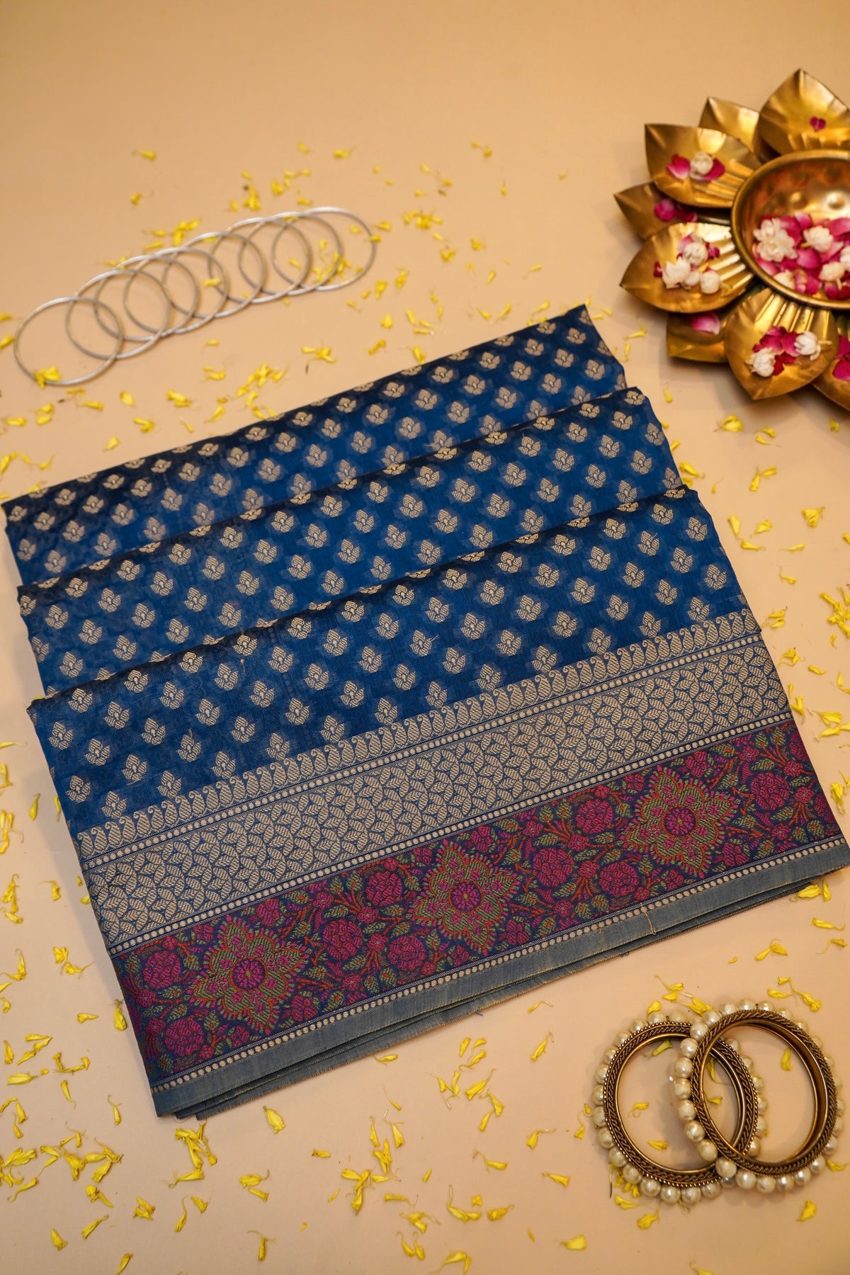 ROYAL BLUE MERCERISE SILK TILFI SAREE