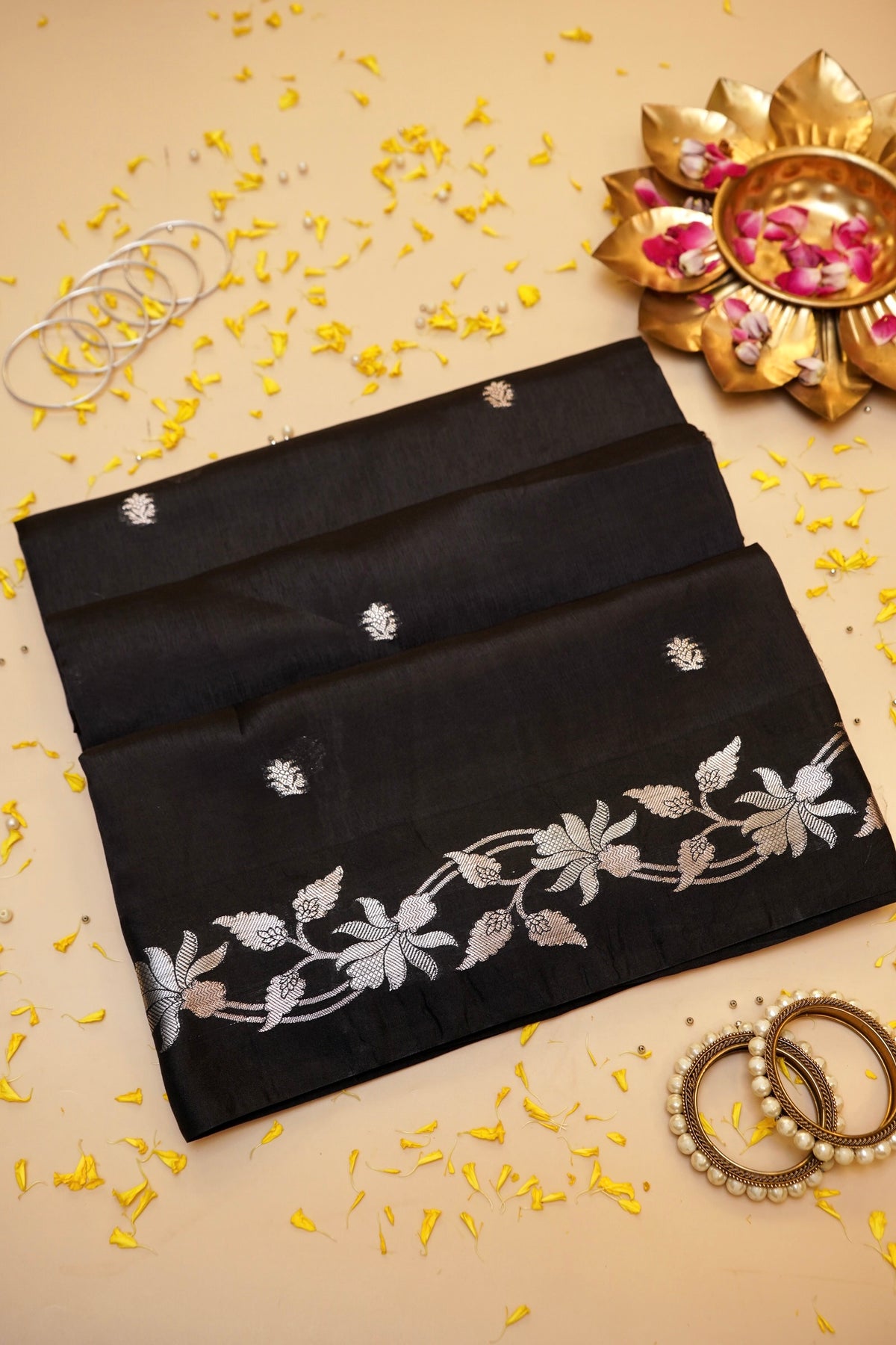 Classic Black Banarasi Mango Silk Saree