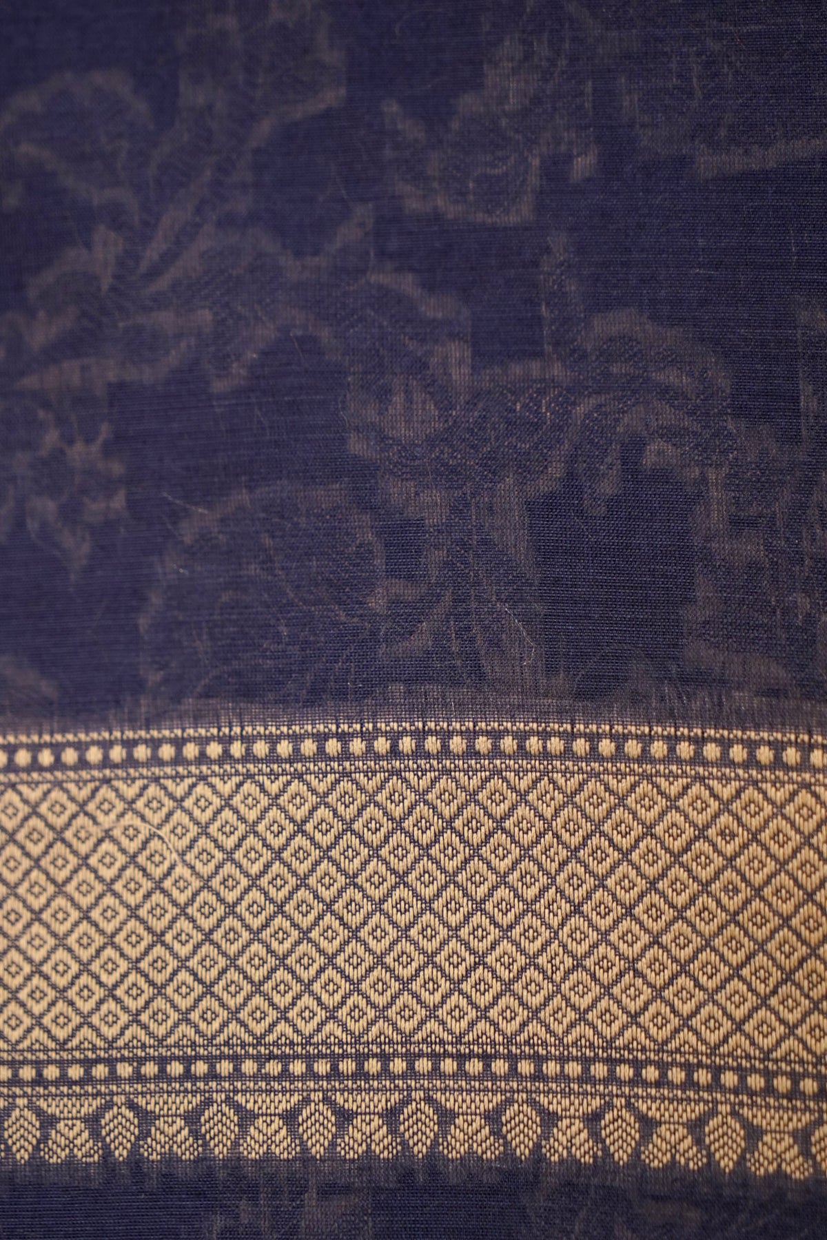 Navy Blue Mercerise Silk Tilfi Saree
