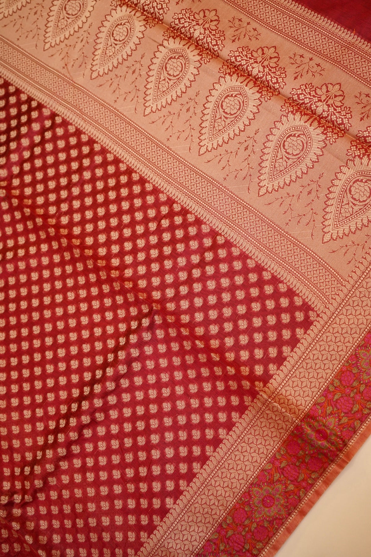 Maroon Mercerise Silk Tilfi Saree
