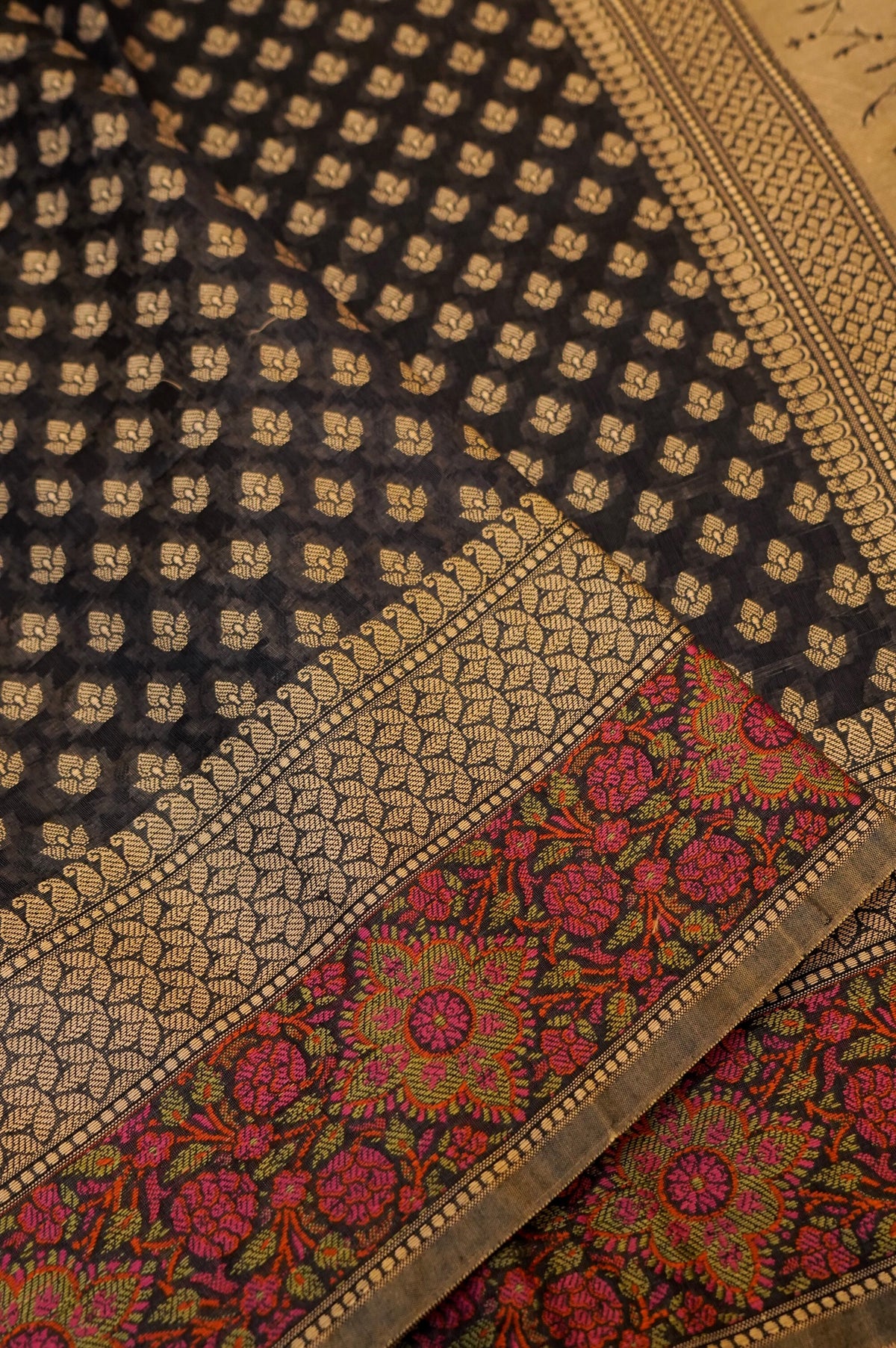 DEEP NAVY BLUE MERCERISE SILK SAREE
