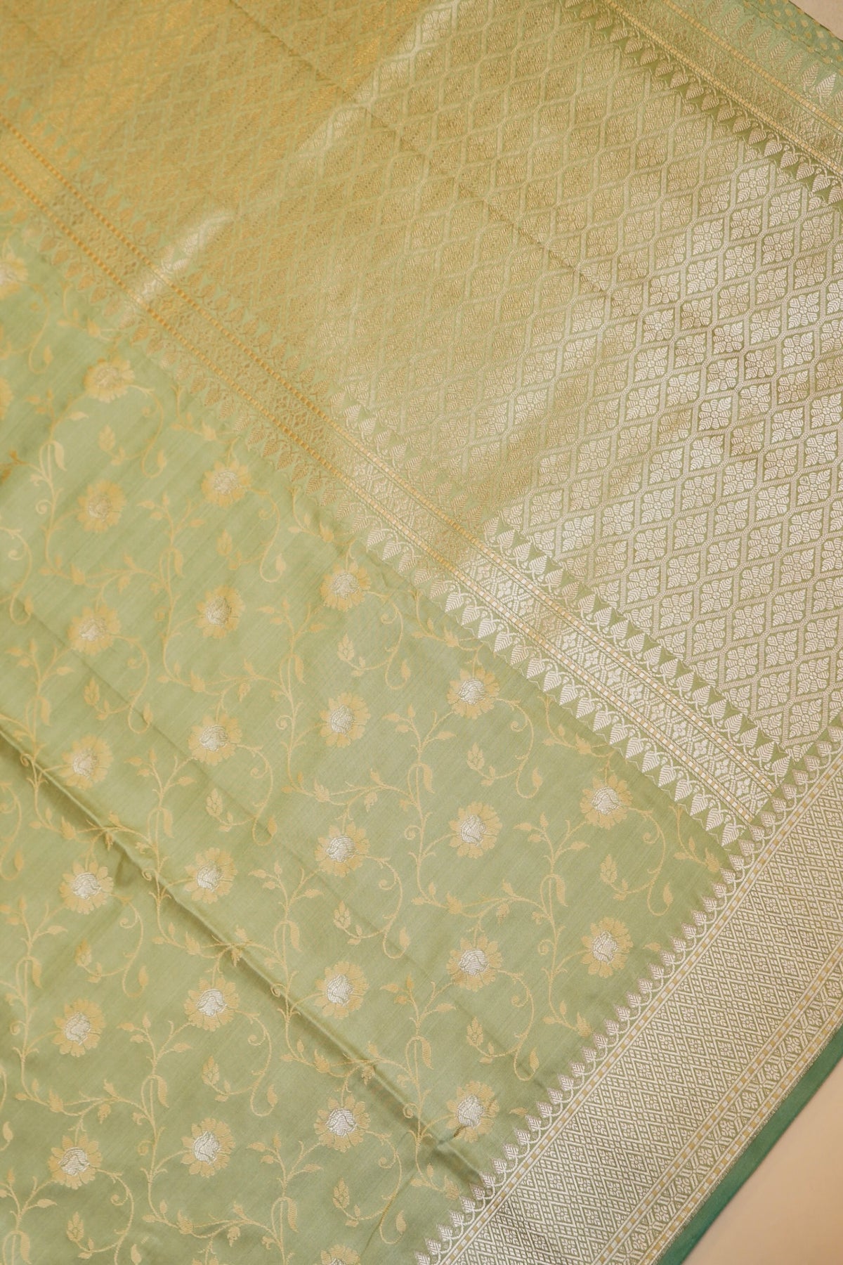 PISTA GREEN SELF MASHRU SILK SAREE
