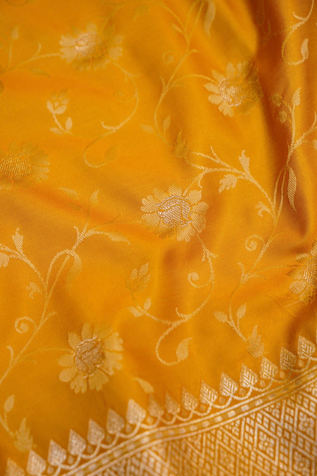 MUSTARD YELLOW SELF MASHRU SILK SAREE