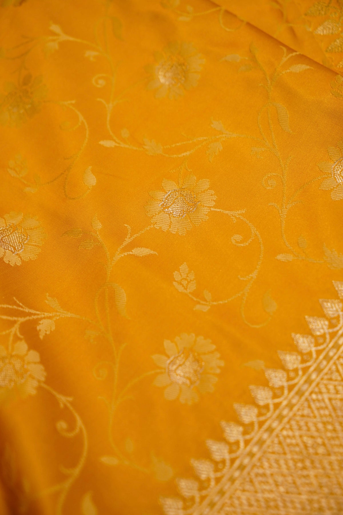 MUSTARD YELLOW SELF MASHRU SILK SAREE
