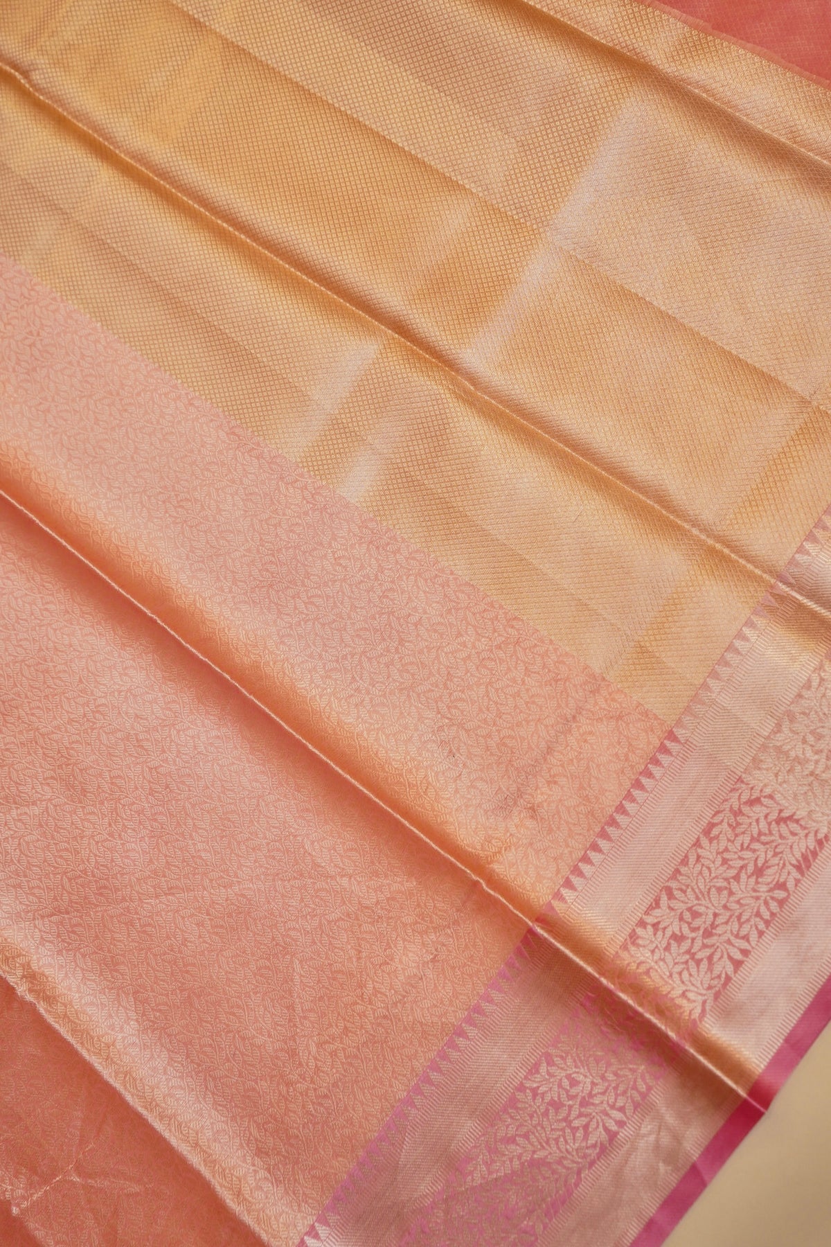 PEACHY PINK TANCHUI KORA SILK SAREE