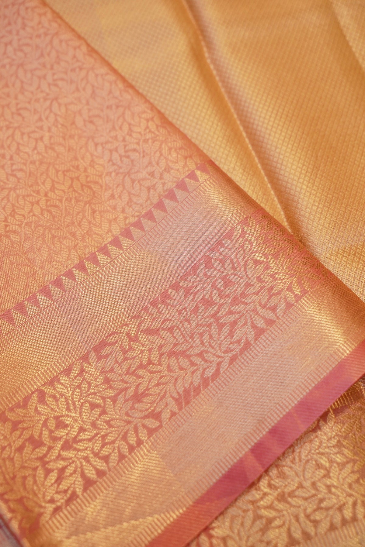 PEACHY PINK TANCHUI KORA SILK SAREE