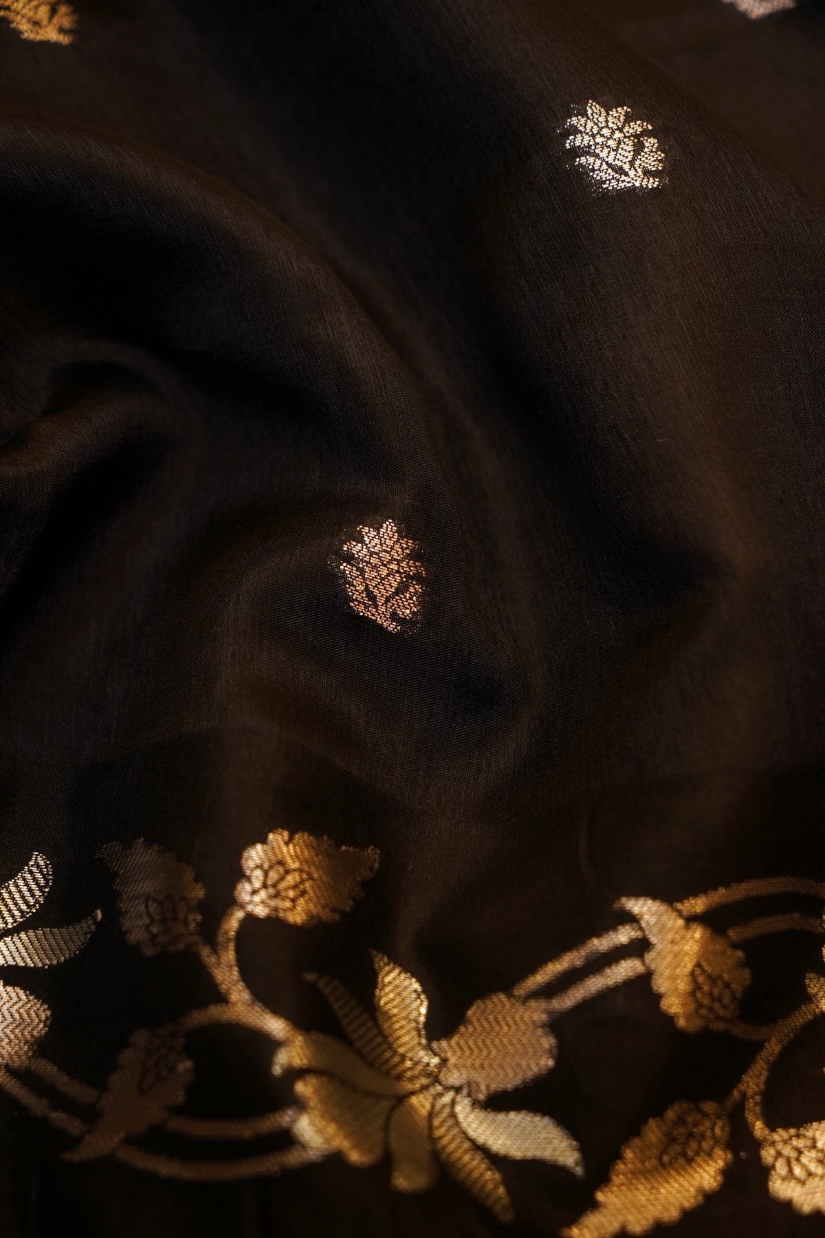 Classic Black Banarasi Mango Silk Saree
