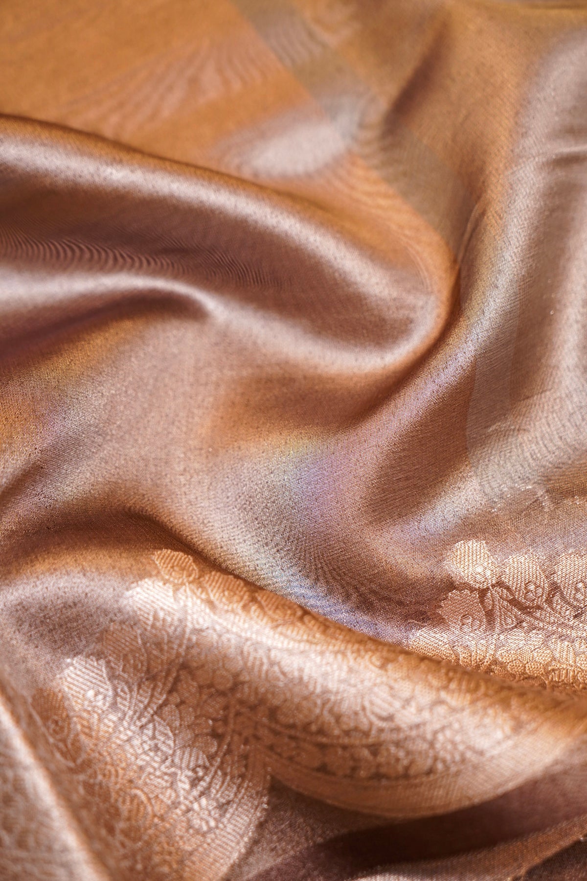 Metallic Copper Banarasi Tissue Silk Saree