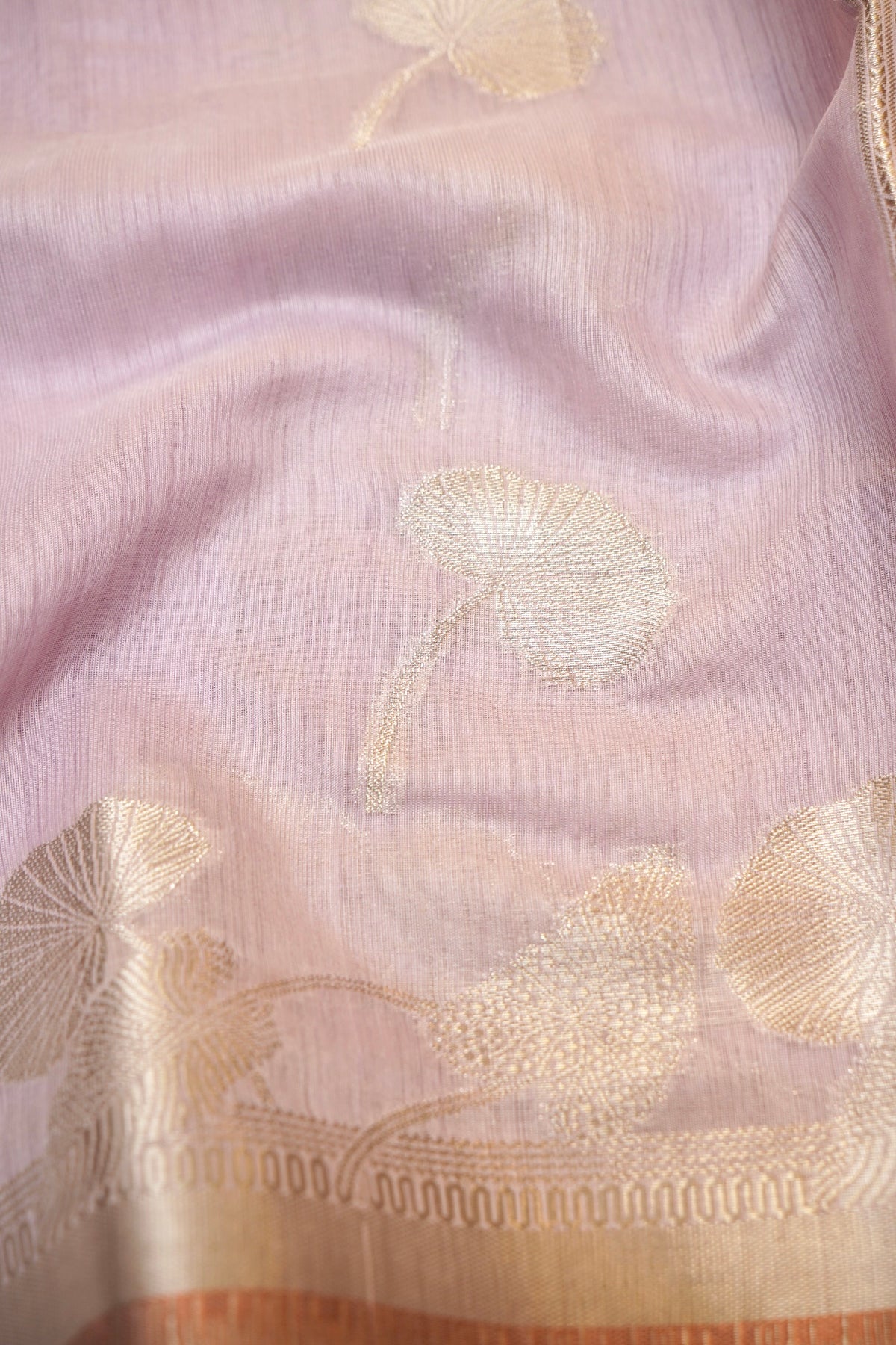 Lilac Banarasi Muga Tussar Silk Saree
