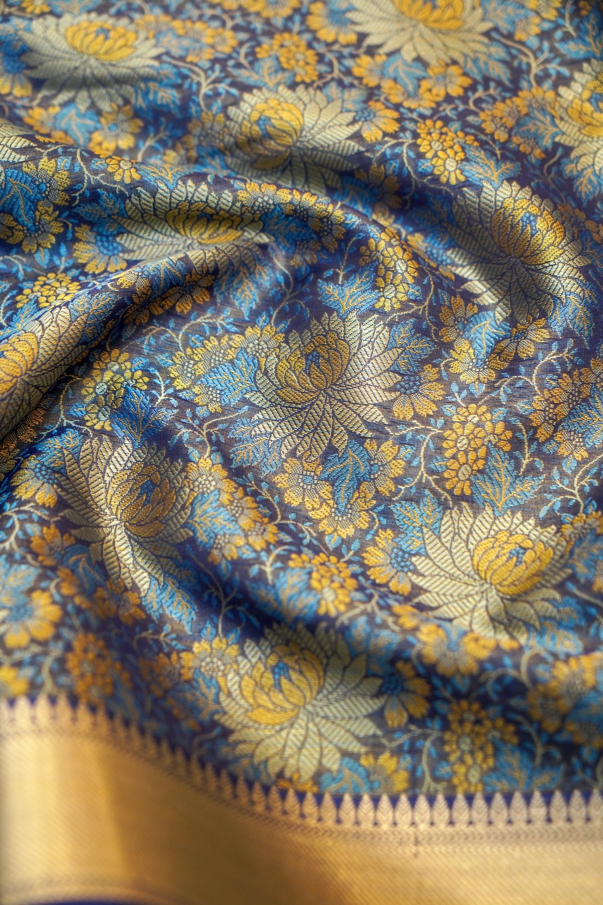 Blue Banarasi Jamawar Silk Saree