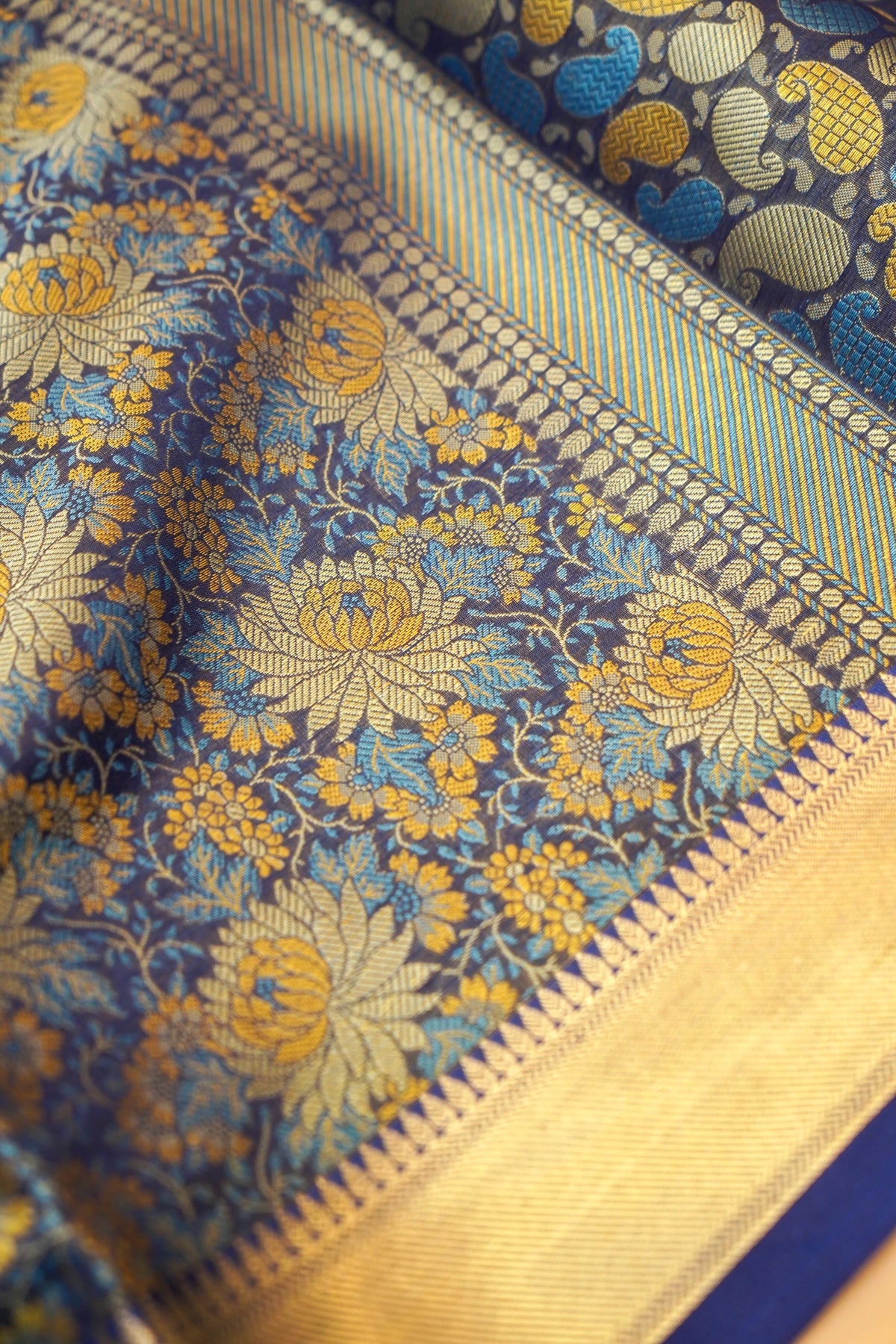 Blue Banarasi Jamawar Silk Saree