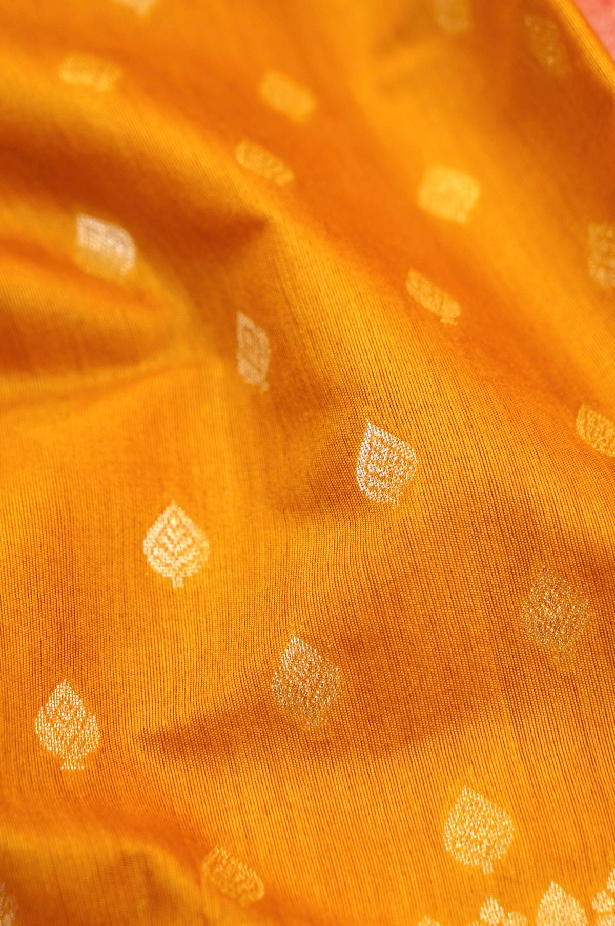 Yellow-Pink Banarasi Soft Chiniya Silk Saree