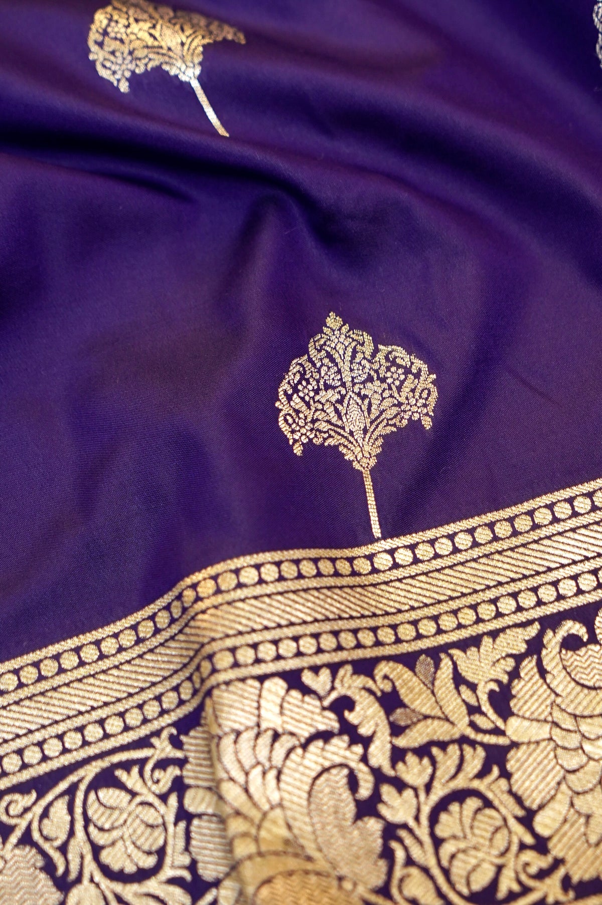 Purple Single Banarasi Katan Silk Saree
