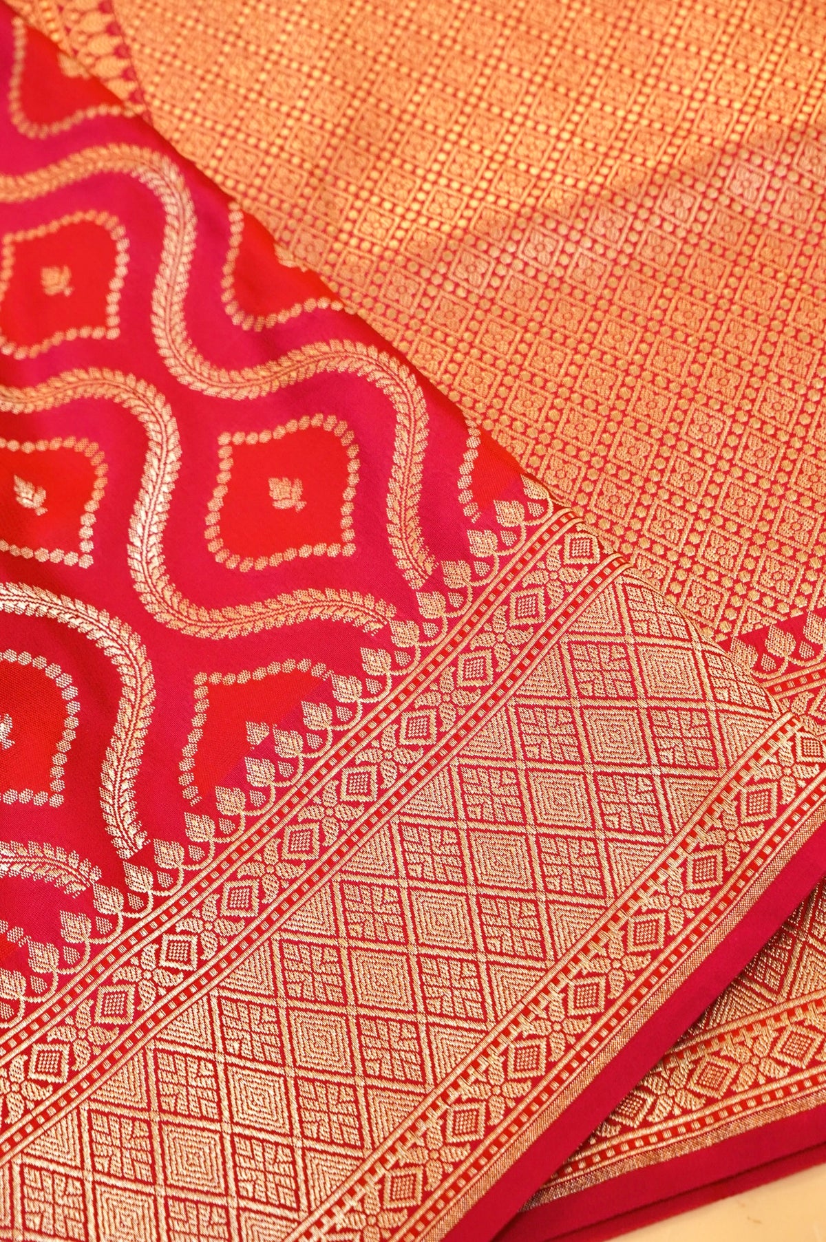 Raani Pink Rangkaat Banarasi Mashru Silk Saree
