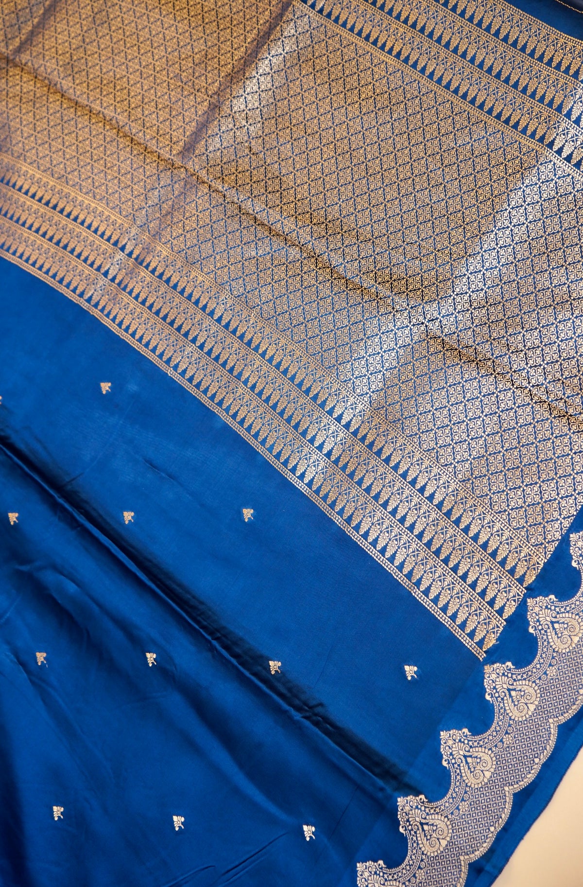 Midnight Blue Banarasi Mashru Silk Saree