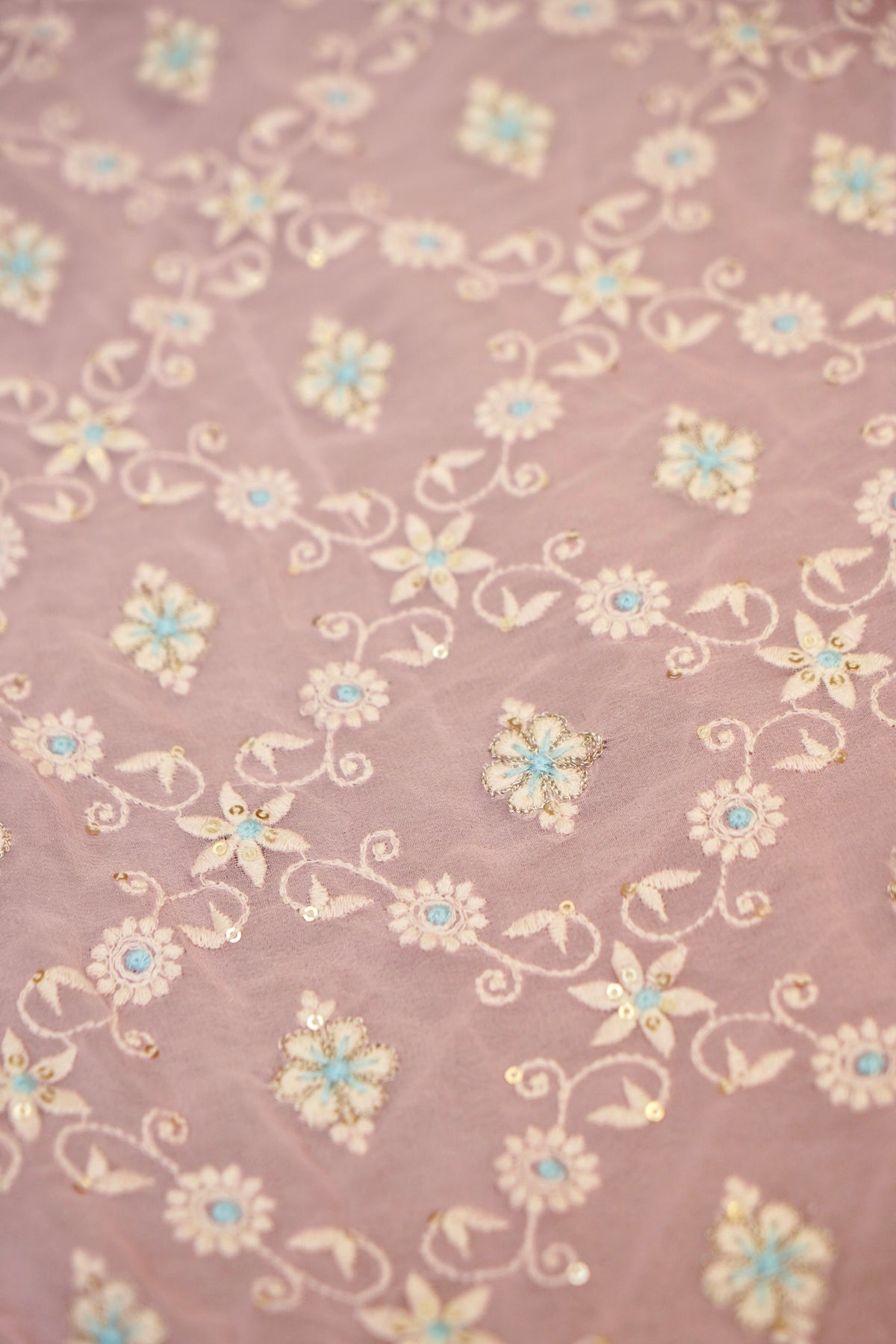 Handwoven Baby Pink Banarasi Pure Georgette Chikankari Saree