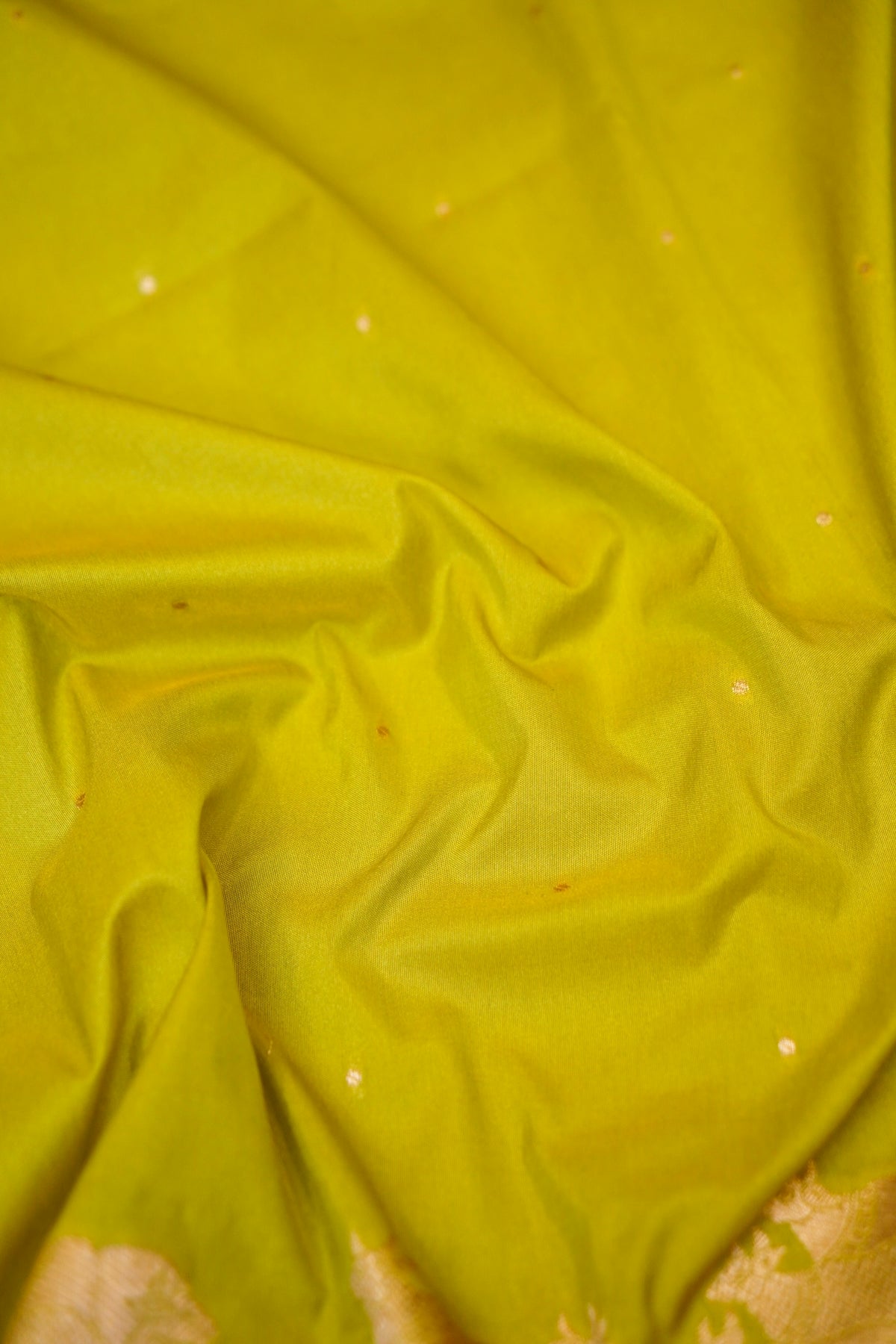 Lime Green Banarasi Shikargah Katan Silk Dupatta.